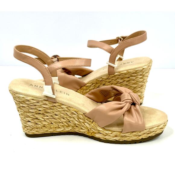 Anne Klein Wheatley Ankle Strap Espadrille Wedge Sandals Size 8.5M Nude NWT/Box - Picture 3 of 7